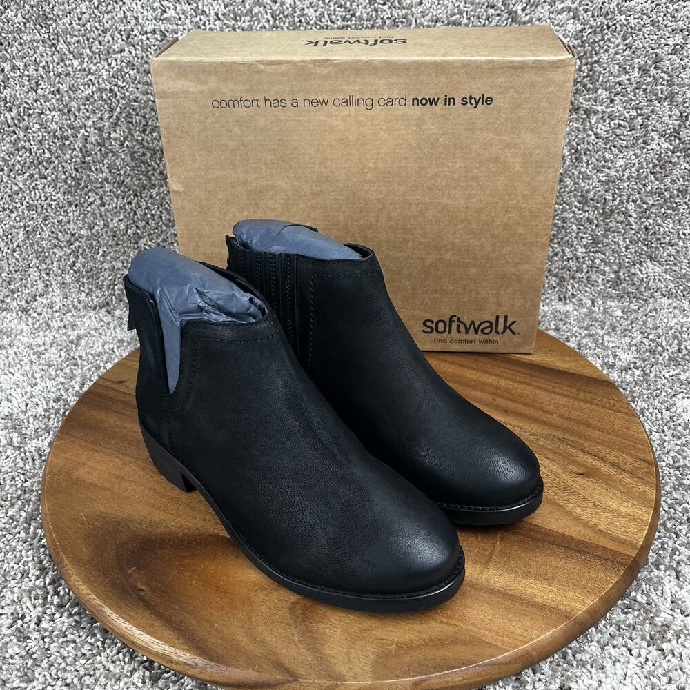 NEW SoftWalk Women's Ramona Boots Loafer Black Size 7 W Wide Shoes S2156-001